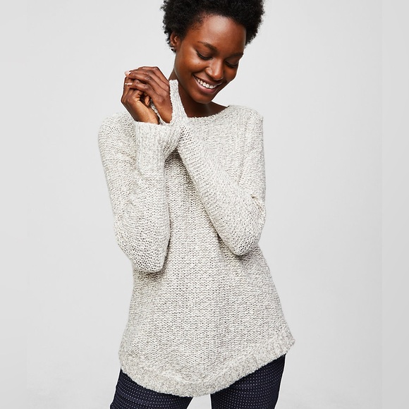 Loft Shirttail Knit Sweater Marled Gray Size Medium Oversized,All Products : American Fashion Style Bags On Sale